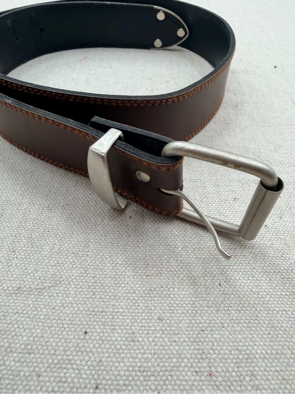 Men's Brown Leather Belt with Silver Buckle